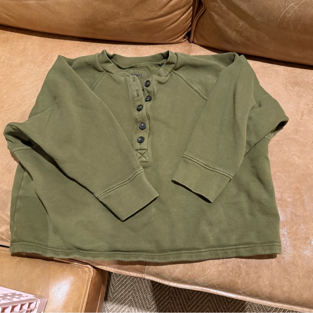 Madewell Olive Green Henley Sweatshirt